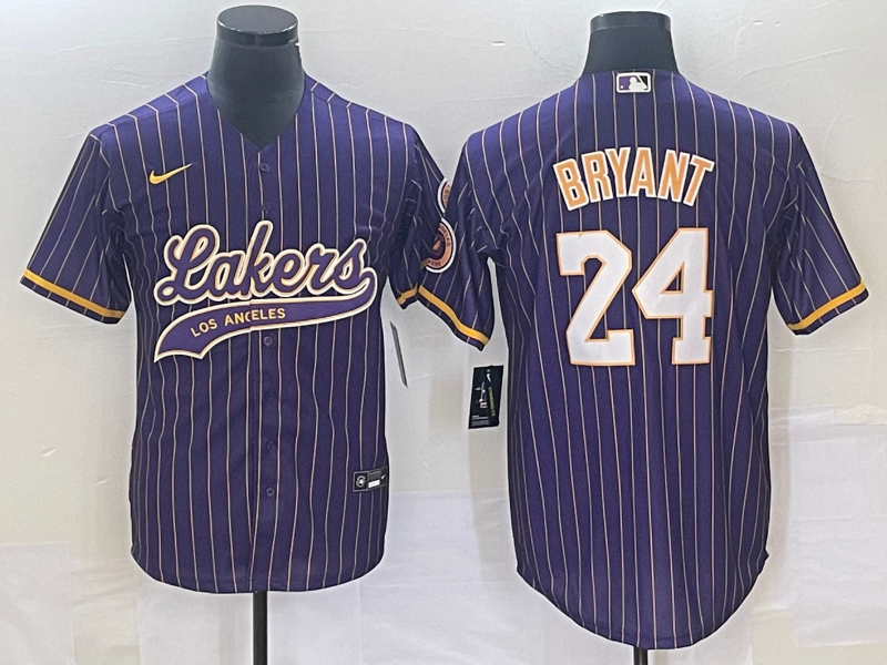 Nike 2023 Men Los Angeles Lakers 24 Bryant purple NBA Jersey style 3